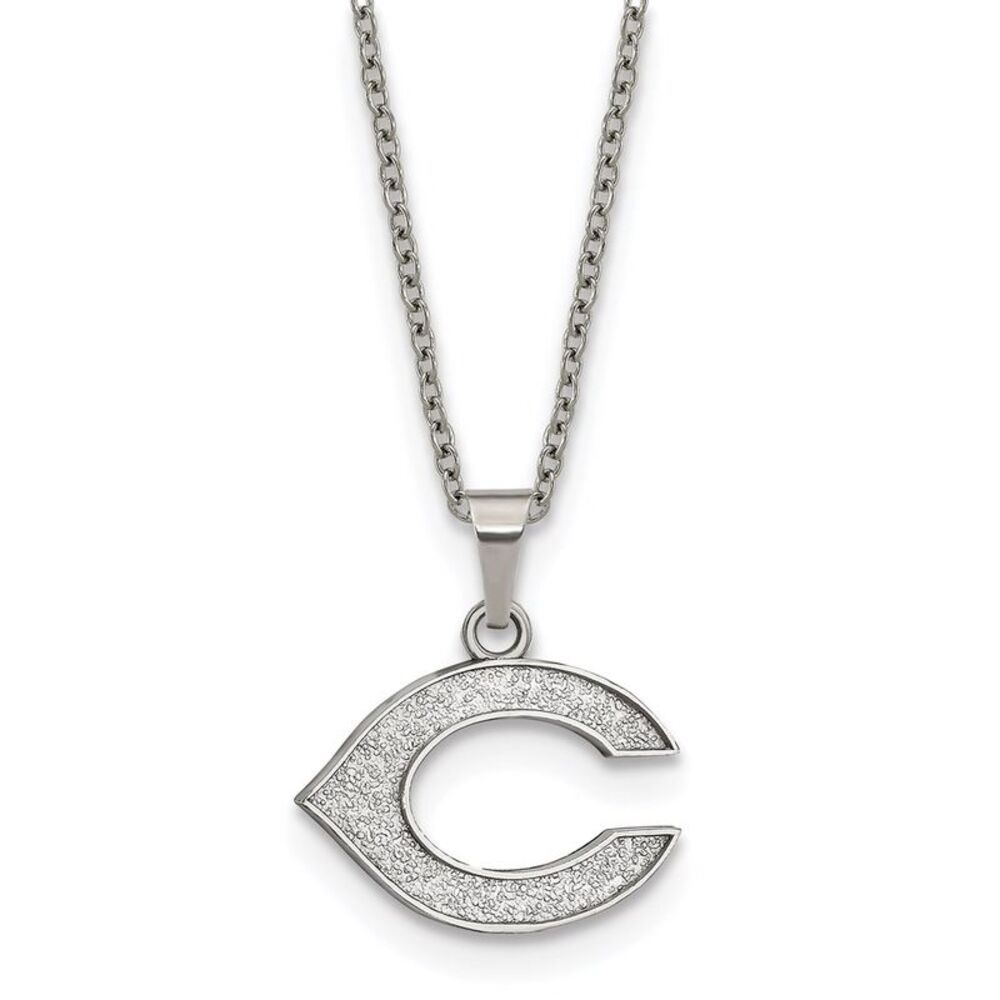 Stainless Steel MLB Cincinnati Reds Small Letter C Necklace, 18-20 In